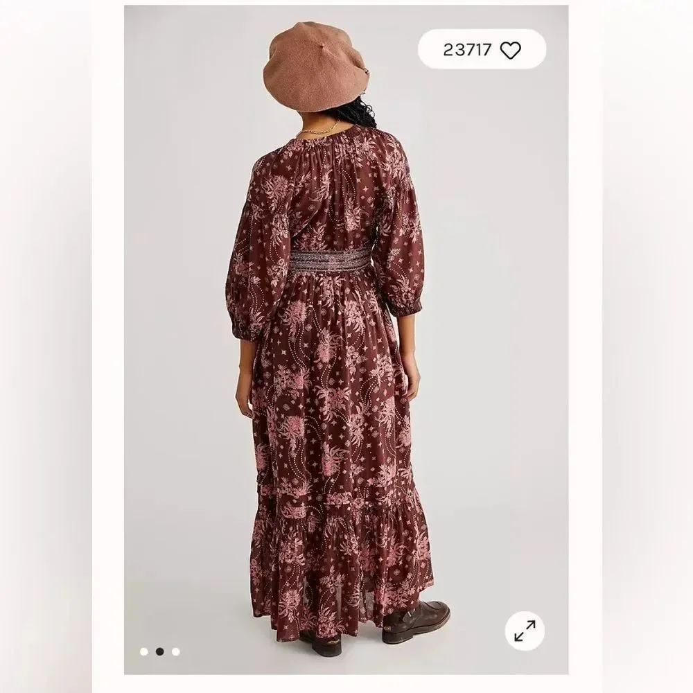 Free People Golden Hour Maxi Dress Color: Pink Chocolate Combo